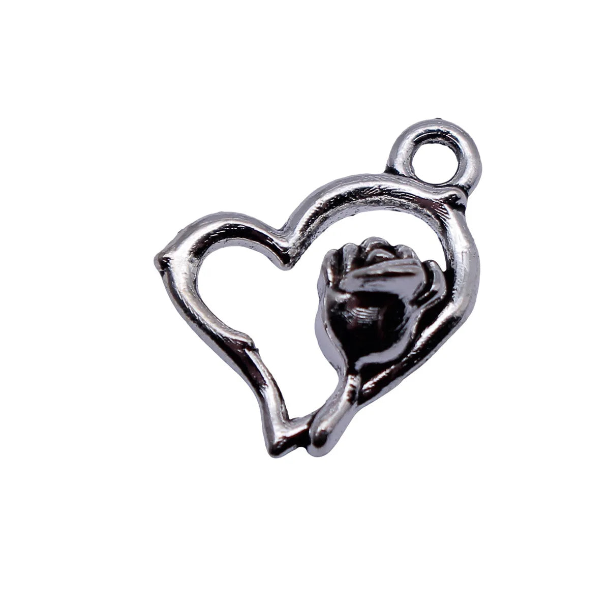 13x12mm 0.57g Antique Silver Zinc Alloy Hollow Flower Heart Charm Pendant for DIY Necklace Bracelet Making