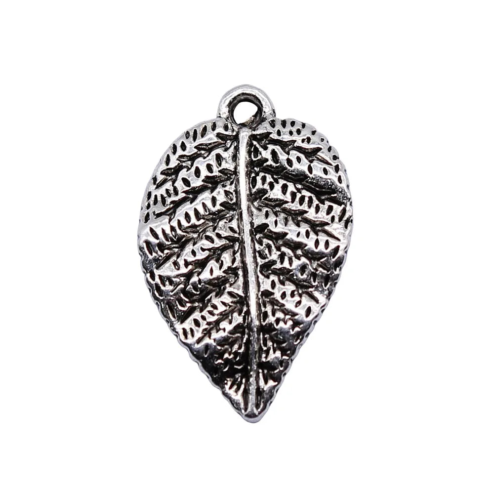 15x24mm 1.7g Antique Silver Zinc Alloy Leaf Charm Pendant for DIY Necklace Bracelet Jewelry Making