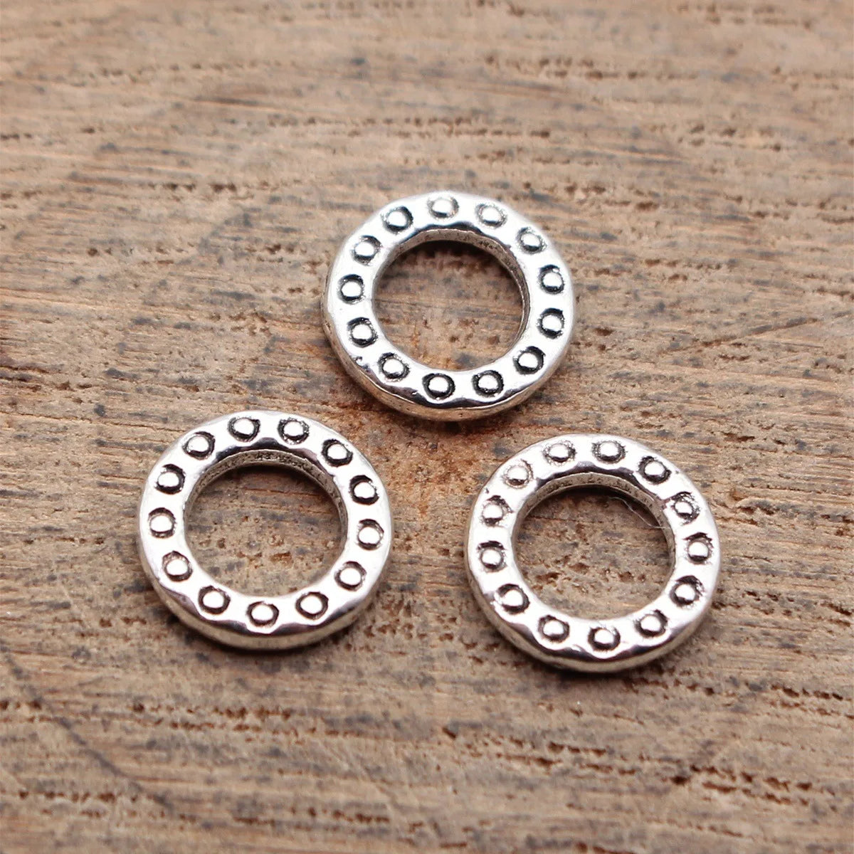 8.8x8.8x1.5mm 0.32g Antique Silver Tone Zinc Alloy Round Ring Connector Charm for DIY Bracelet Making