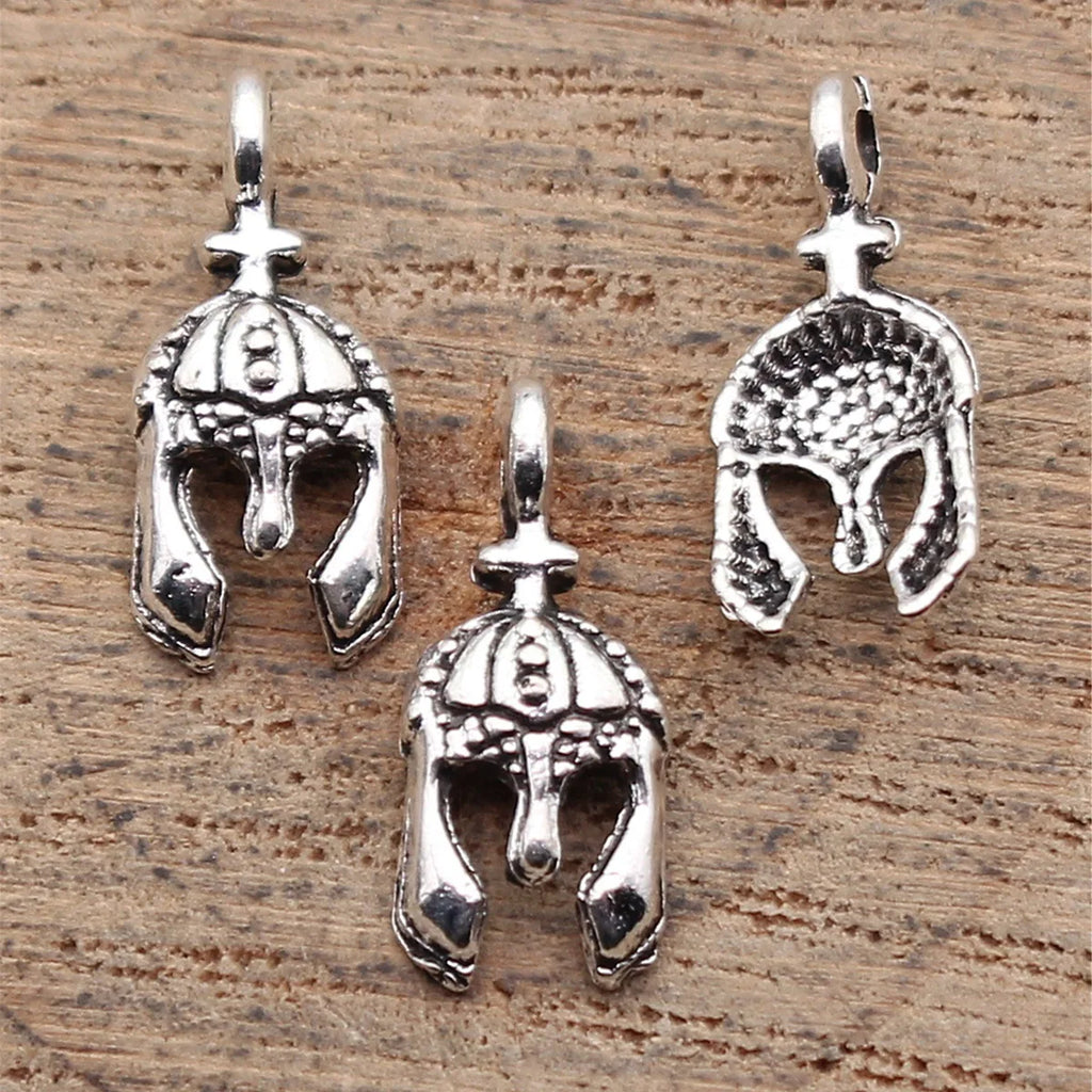 15x6.5mm 0.32g Antique Silver Zinc Alloy Warrior Helmet Charm Pendant for DIY Jewelry Making