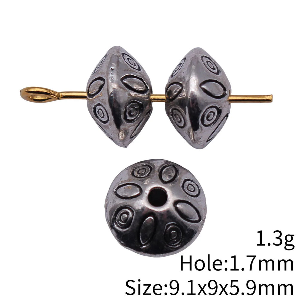 9.1x9x5.9mm 1.3g Antique Silver Tone Zinc Alloy Engraved Pattern Spacer Beads for DIY Bracelet Making