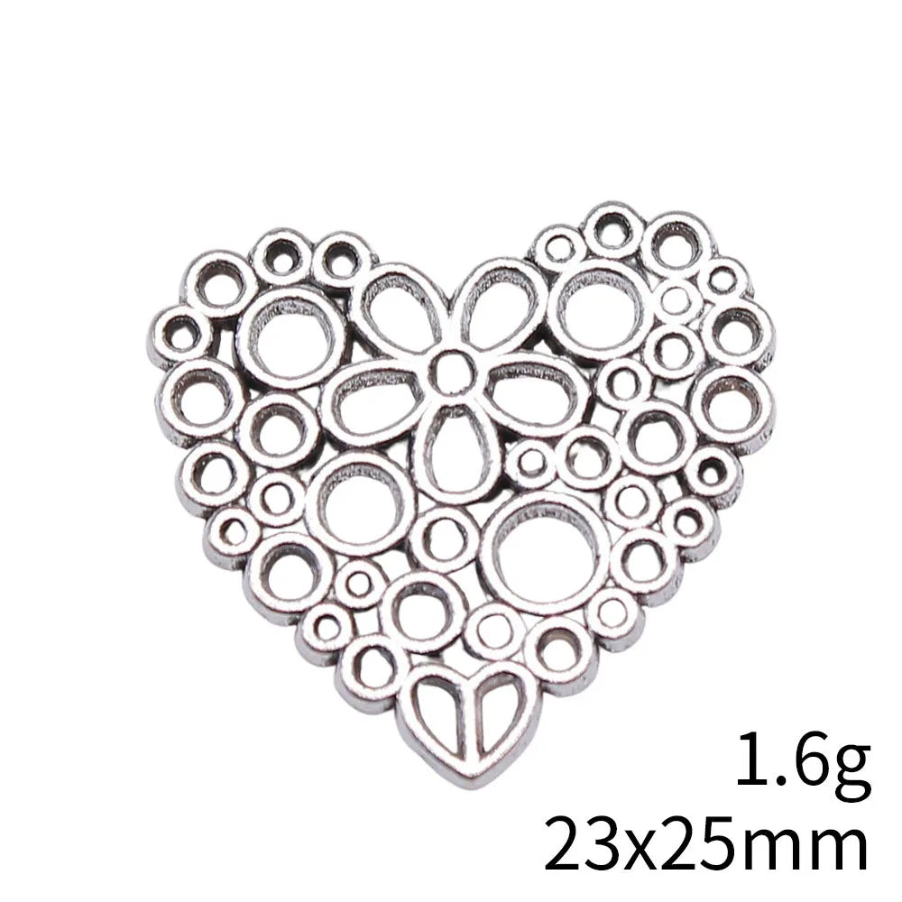 23x25mm 1.6g Multicolor Zinc Alloy Heart Charm Pendant for DIY Bracelet Necklace Jewelry Making