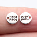 8.8x8.8mm 0.35g Antique Silver Zinc Alloy Round Hand Made Tag Charm Pendant for DIY Jewelry Labels