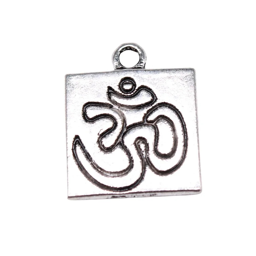 18x15mm 2.1g Antique Silver Zinc Alloy Om Charm Pendant for DIY Necklace Bracelet Jewelry Making