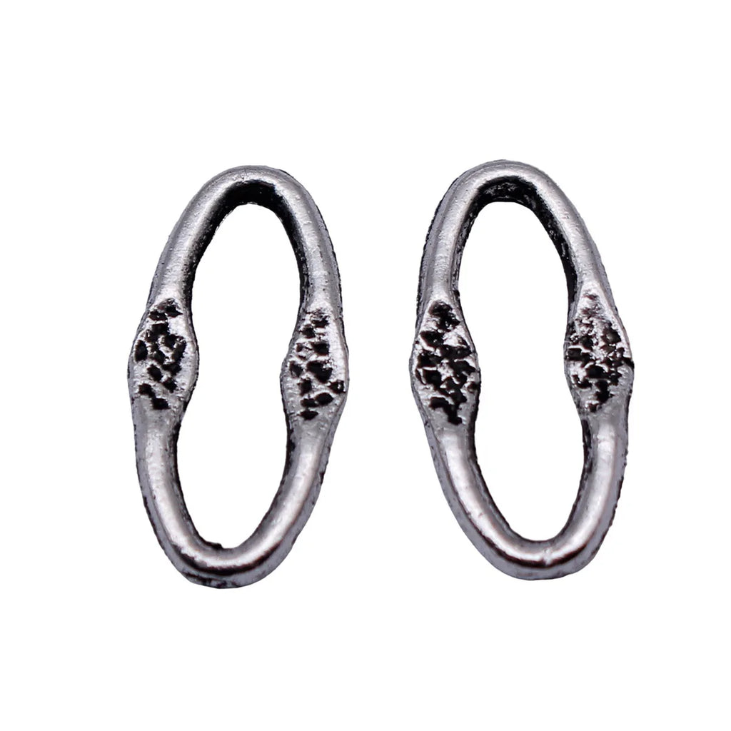 16x8mm 0.38g Antique Silver Zinc Alloy Embossed Oval Connector Charm for DIY Bracelet Necklace Making