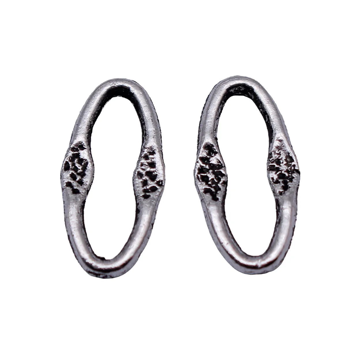 16x8mm 0.38g Antique Silver Zinc Alloy Embossed Oval Connector Charm for DIY Bracelet Necklace Making