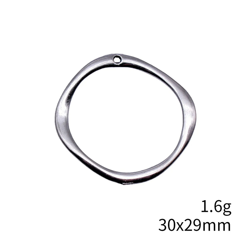 30x29mm 1.6g Multicolor Zinc Alloy Hollow Geometric Circle Ring Charm Pendant for DIY Necklace Earring Making