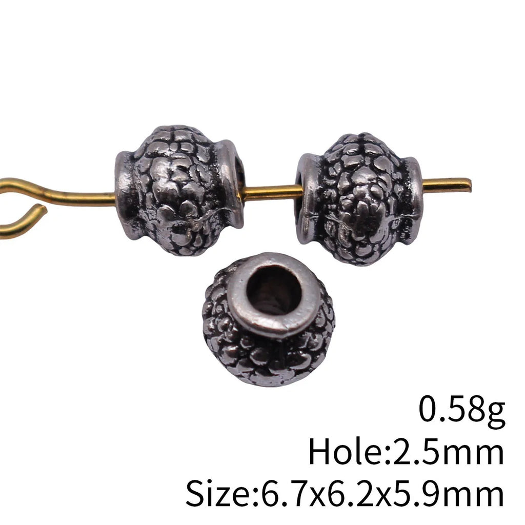 6.7x6.2x5.9mm 0.58g Antique Silver Zinc Alloy Irregular Texture Spacer Beads Loose Metal Beads for DIY Bracelet Making