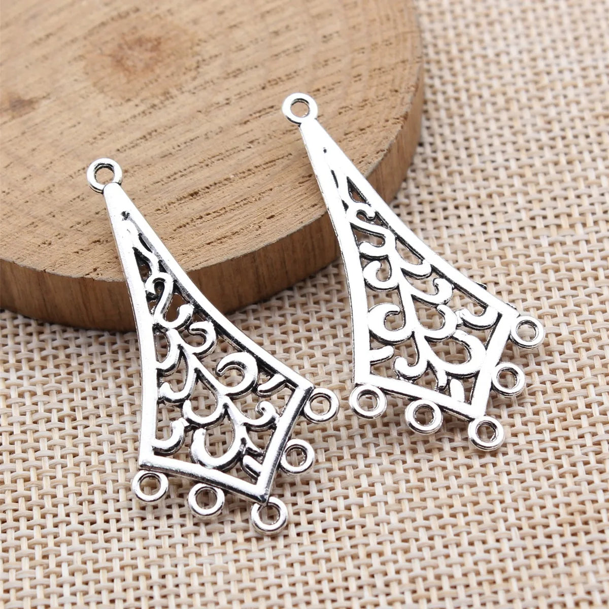 46x24mm 2.5g Antique Silver Zinc Alloy Long Earring Connector Charm for DIY Earring Jewelry Making