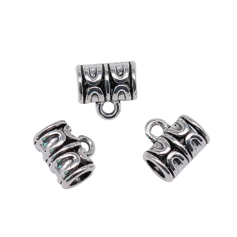 10x9x6mm 1.1g Antique Silver Zinc Alloy Engraved Pattern Bail Pendant Connector for DIY Jewelry Findings