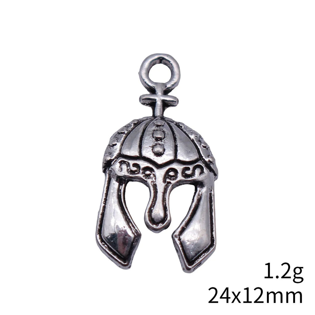 24x12mm 1.2g Antique Silver Zinc Alloy Battle Helmet Charm Pendant for Military Theme DIY Jewelry Making