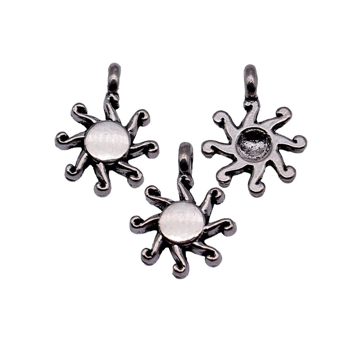 13x10mm 0.45g Antique Silver Zinc Alloy Sun Charm Pendant for DIY Necklace Bracelet Jewelry Making