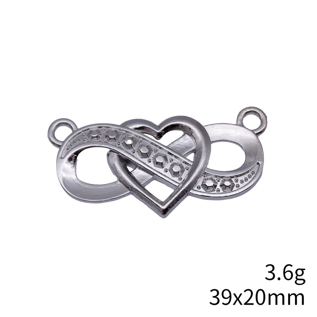 39x20mm 3.6g White K Zinc Alloy Infinity Heart Charm Pendant for DIY Necklace Bracelet Making