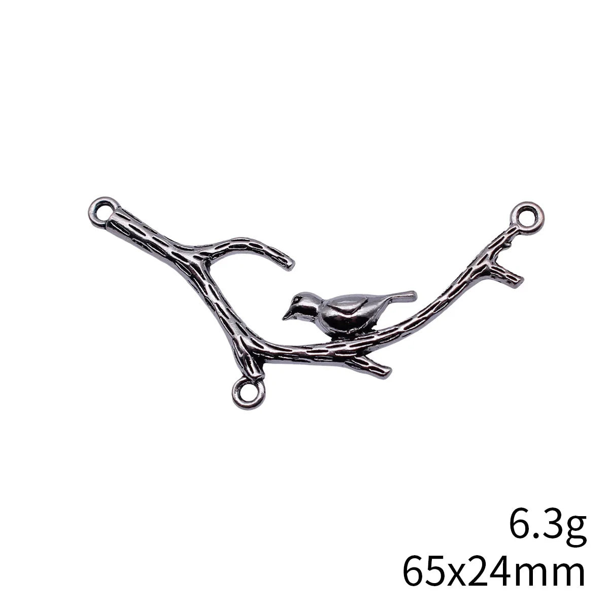 65x24mm 6.3g Antique Silver Zinc Alloy Tree Branch Bird Connector Charm for DIY Necklace Jewelry