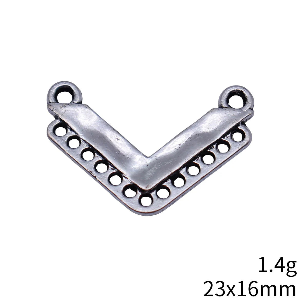 23x16mm 1.4g Oxidized Silver Tone Zinc Alloy V Shape Multi Hole Connector Charm for DIY Jewelry