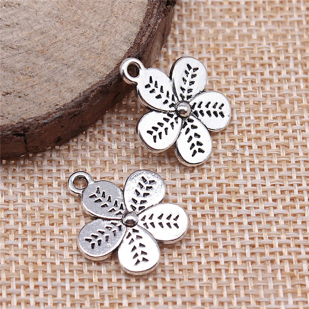 19x16mm 1.6g Multicolor Zinc Alloy Double Sided Flower Charm Pendant for DIY Bracelet Necklace Making