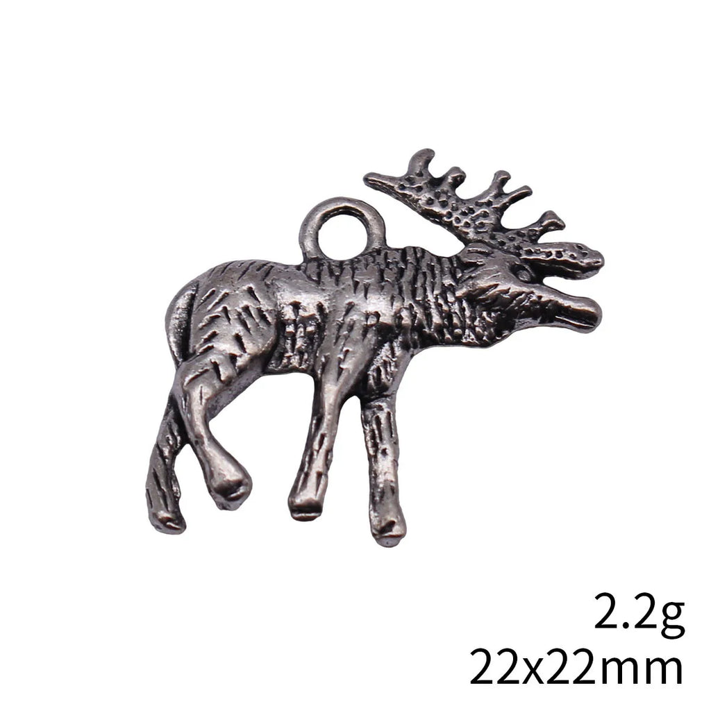 22x22mm 2.2g Antique Silver Zinc Alloy Elk Charm Pendant for DIY Christmas Necklace Jewelry Making