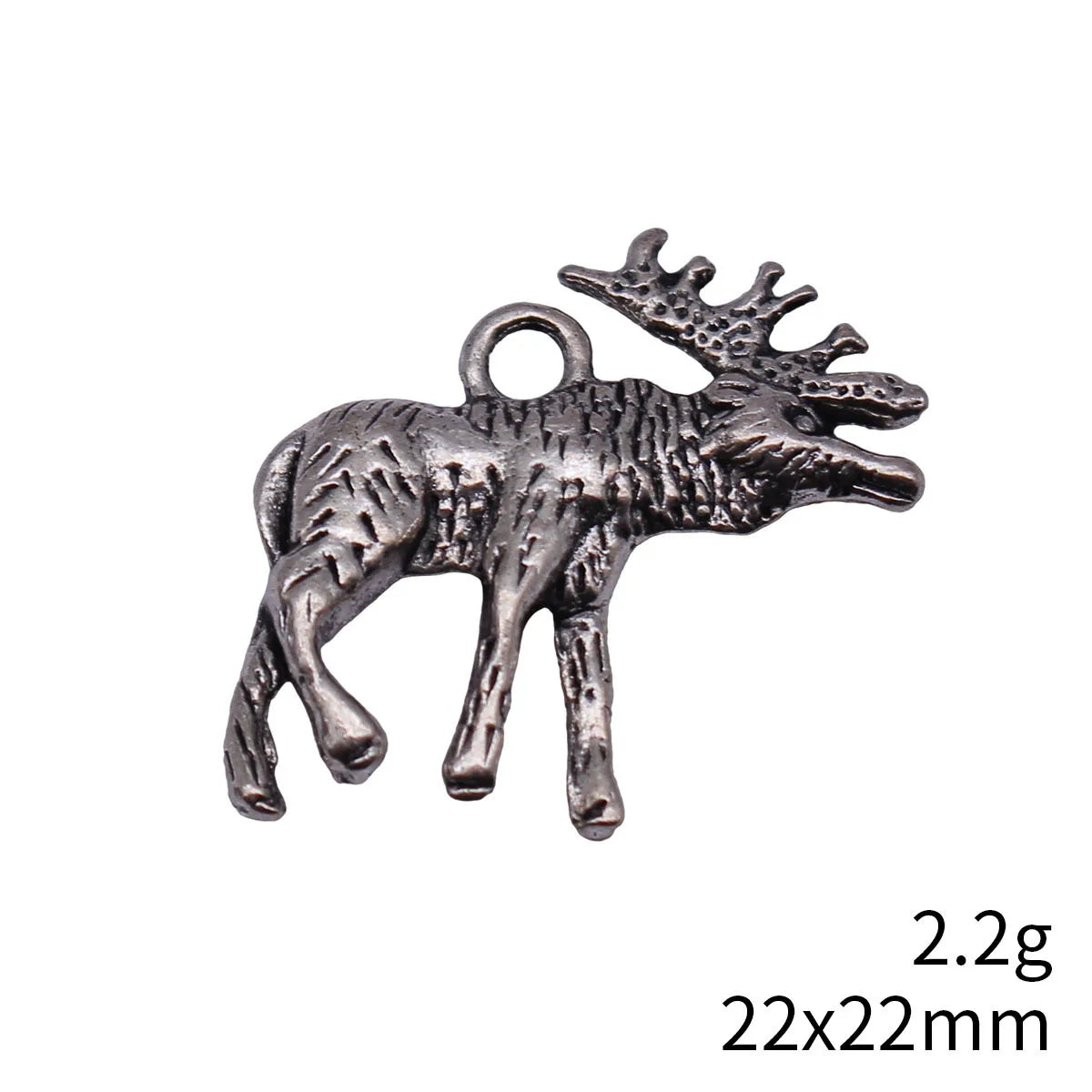 22x22mm 2.2g Antique Silver Zinc Alloy Elk Charm Pendant for DIY Christmas Necklace Jewelry Making