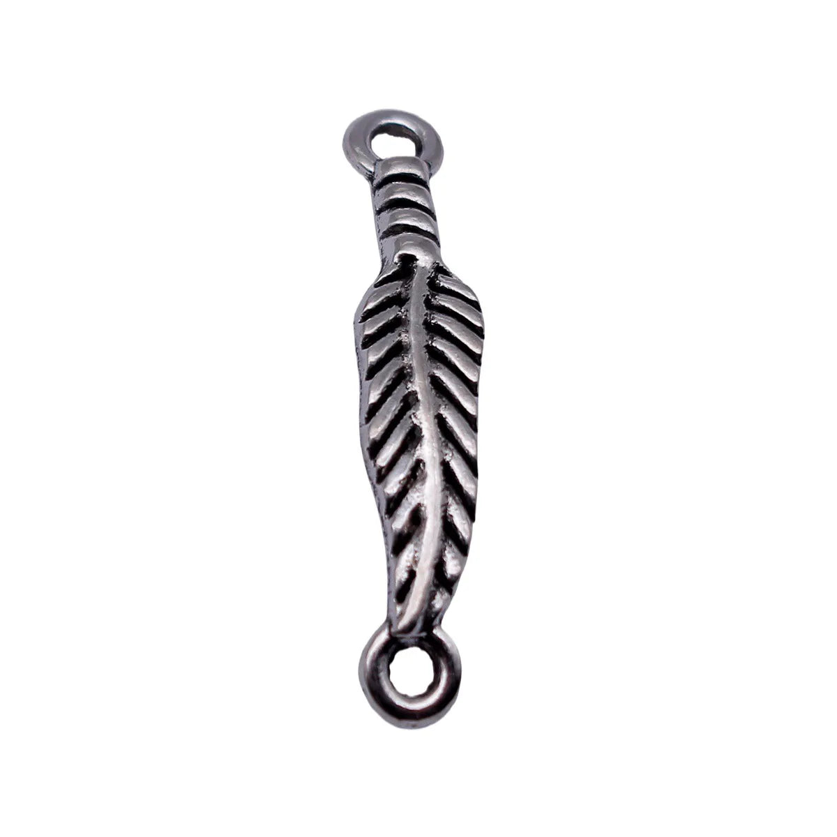 30x5.8mm 1.2g Antique Silver Zinc Alloy Feather Connector Charm for DIY Necklace Bracelet Making