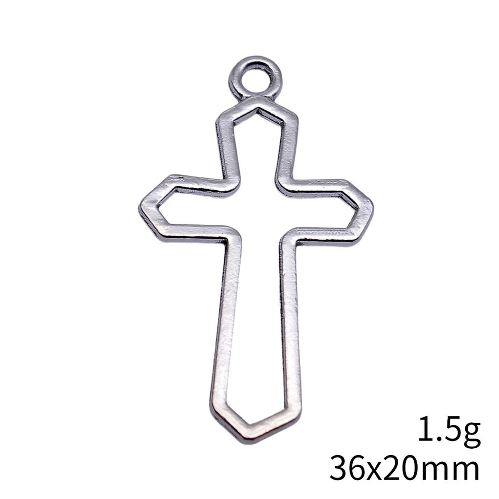 36x20mm 1.5g Multicolor Zinc Alloy Hollow Cross Charm Pendant for Bracelet Necklace Jewelry Making