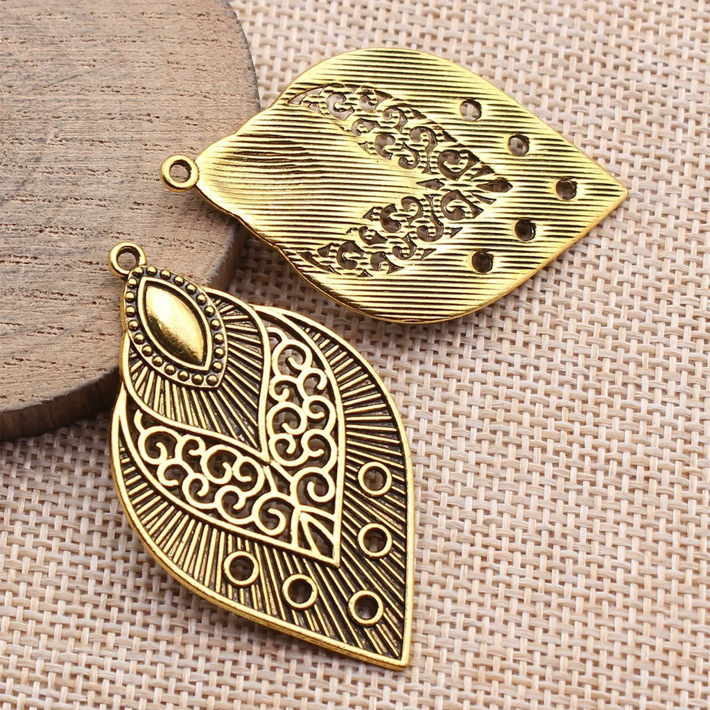 51x30mm 5.8g Multicolor Zinc Alloy Hollow Spindle Earring Charms for DIY Earrings Jewelry Making