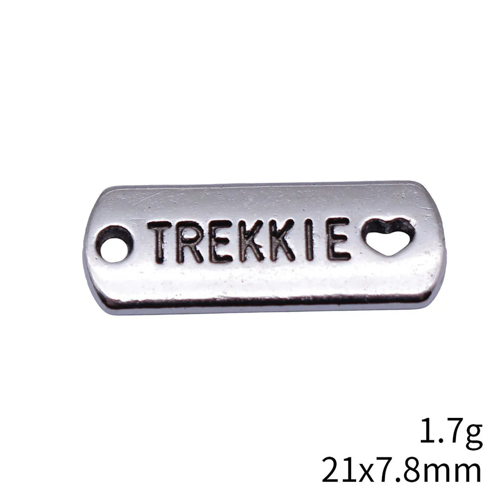 21x7.8mm 1.7g Antique Silver Tone Zinc Alloy TREKKIE Heart Charm Pendant for DIY Necklace Making