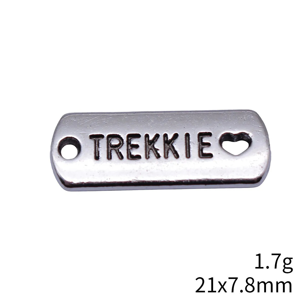 21x7.8mm 1.7g Antique Silver Tone Zinc Alloy TREKKIE Heart Charm Pendant for DIY Necklace Making