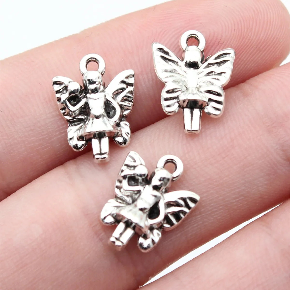 14x11mm 0.99g Antique Silver Zinc Alloy Butterfly Angel Charm Pendant for DIY Necklace Bracelet Jewelry