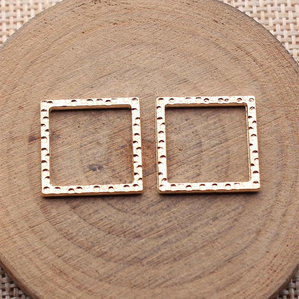 17x17mm 1.1g Multicolor Zinc Alloy Hammered Hollow Square Frame Charm Pendant for DIY Earrings