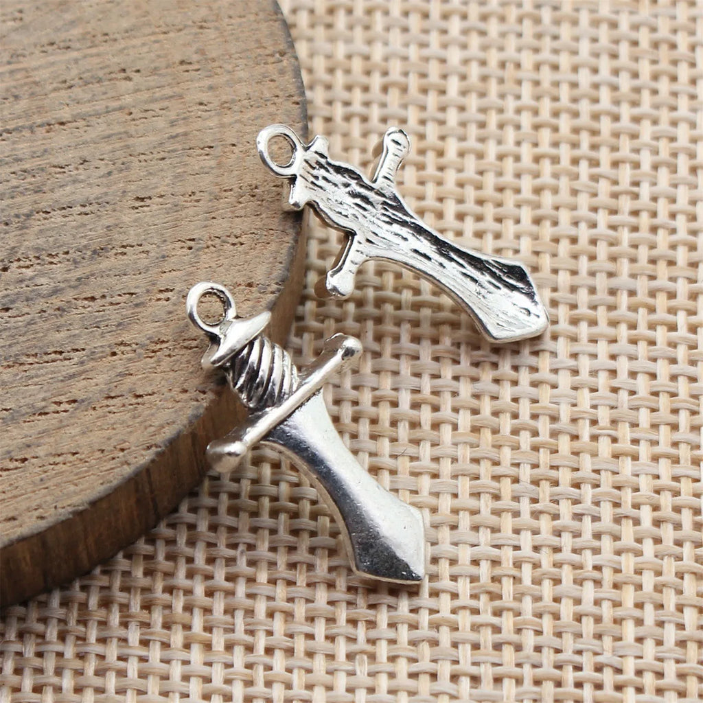 25x14mm 1.1g Antique Silver Zinc Alloy Sword Charm Pendant for DIY Necklace Bracelet Making