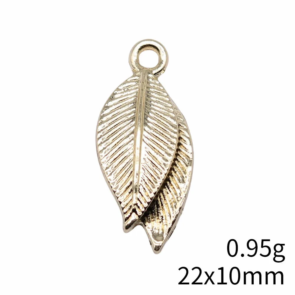 22x10mm 0.95g KC Gold Zinc Alloy Leaf Charm Pendant for DIY Necklace Bracelet Jewelry Making