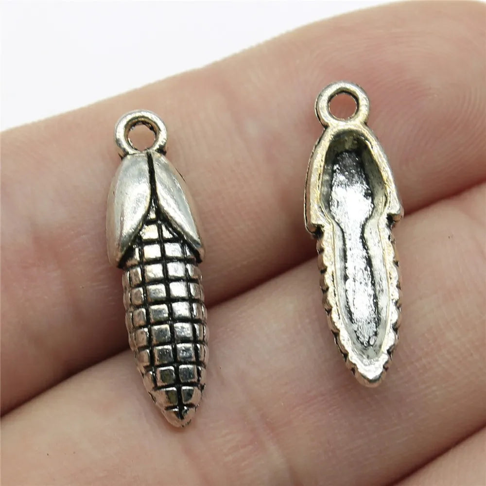 24x7mm 1.4g Antique Silver Zinc Alloy Corn Charm Pendant for DIY Necklace Bracelet Jewelry Making