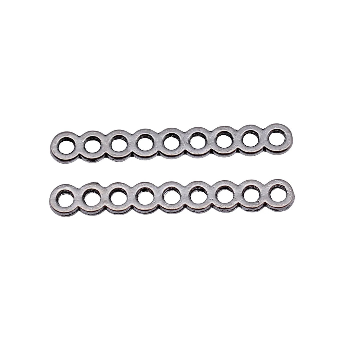 29x4.2x1.1mm 0.47g Antique Silver Zinc Alloy Nine-Hole Bar Connector Charm for DIY Bracelet Jewelry