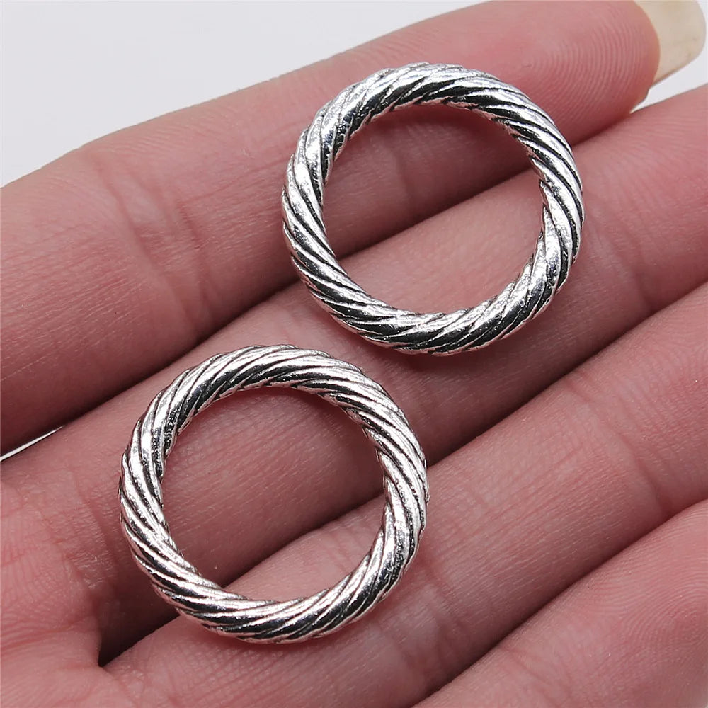 24x24mm 3g Antique Silver Zinc Alloy Round Ring Charm Pendant for DIY Necklace Bracelet Jewelry Making
