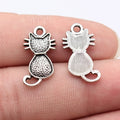 22x11mm 1.2g Blackened Platinum Tone Zinc Alloy Cat Charm Pendant for DIY Bracelet Necklace Jewelry