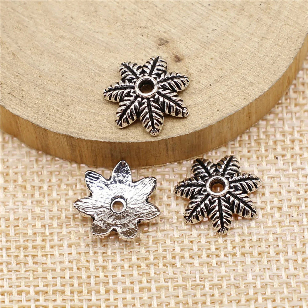 14x14mm 1.1g Antique Silver Zinc Alloy Flower Bead Caps Jewelry Findings for Bead Bracelet Making