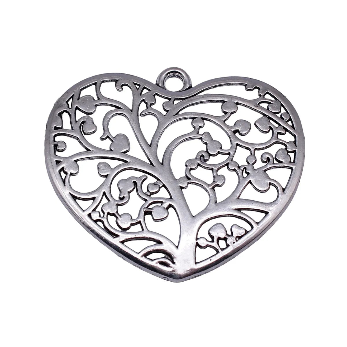 56x50mm 10.4g Antique Silver Zinc Alloy Hollow Heart Tree Charm Pendant for DIY Necklace Jewelry Making