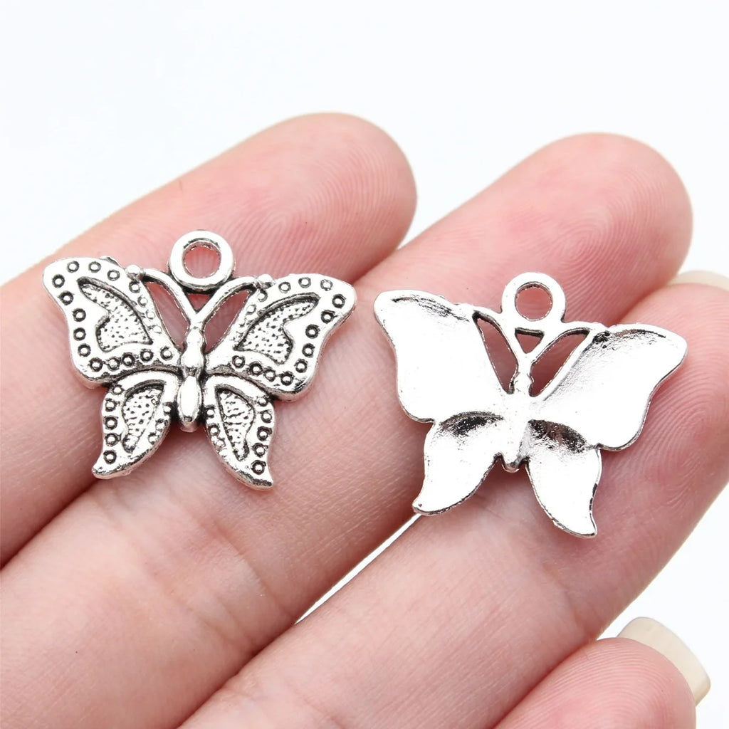 23x19mm 1.7g Antique Silver Zinc Alloy Butterfly Charm Pendant for DIY Necklace Bracelet Jewelry