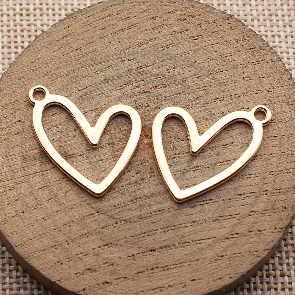 22x20mm 1.2g Multicolor Zinc Alloy Geometric Hollow Heart Charm Pendant for DIY Jewelry Making