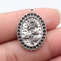 28x20mm 2.6g Antique Silver Zinc Alloy Oval Rose Flower Charm Pendant for DIY Necklace Making