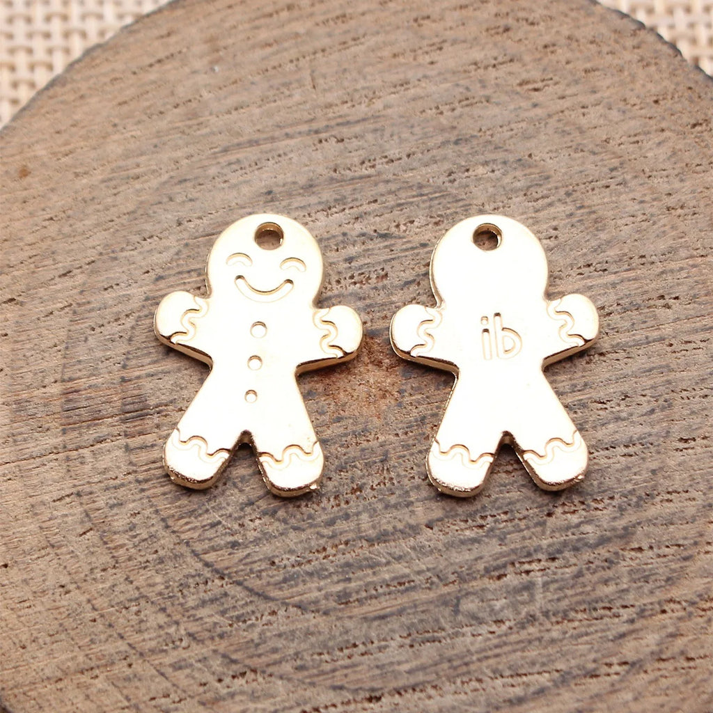20x14mm 1.6g Multicolor Zinc Alloy Gingerbread Man Charm Pendant for DIY Holiday Jewelry Making