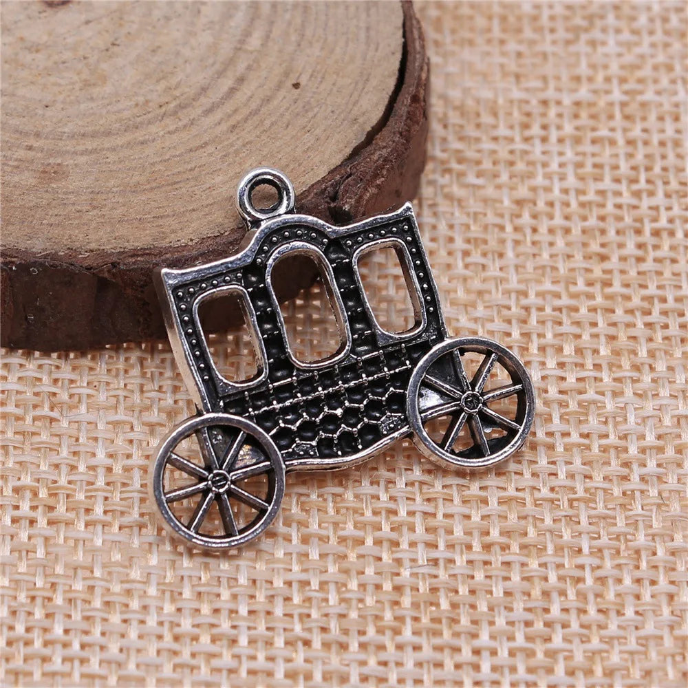 30x27mm 3.7g Antique Silver Zinc Alloy Carriage Charm Pendant for Necklace Bracelet Jewelry Making