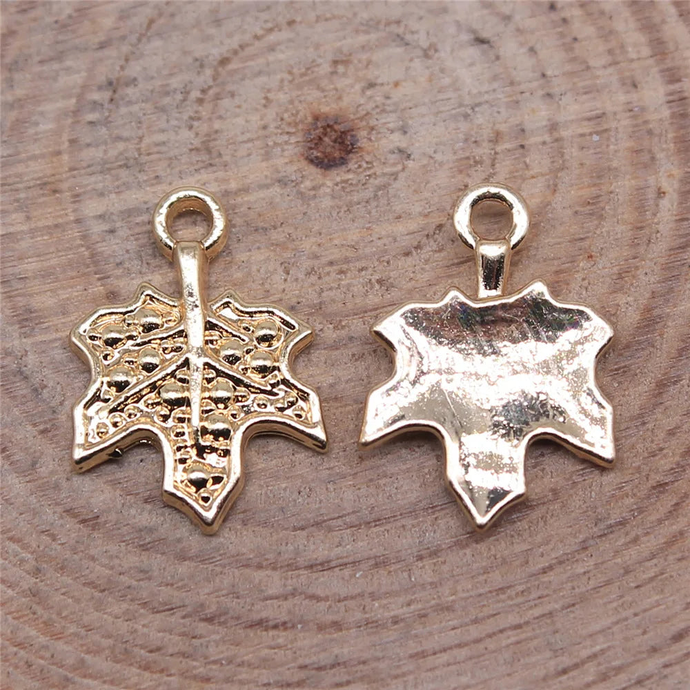 15x11mm 0.5g KC Gold Zinc Alloy Leaf Charm Pendant for DIY Bracelet Necklace Jewelry Making