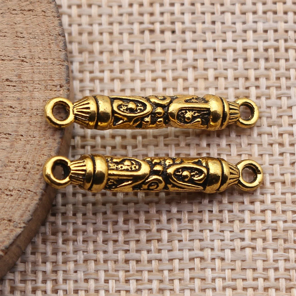 29x5x5mm 2g Multicolor Zinc Alloy Carved Long Stick Connector Charm for DIY Jewelry Making