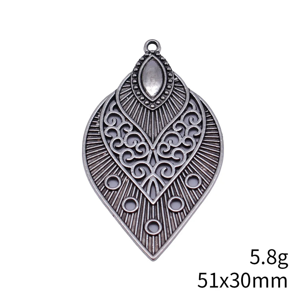 51x30mm 5.8g Multicolor Zinc Alloy Hollow Spindle Earring Charms for DIY Earrings Jewelry Making