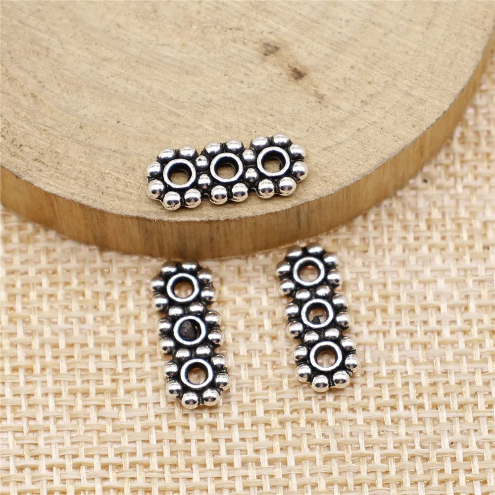15x6mm 0.8g Multicolor Zinc Alloy Three Hole Spacer Beads Jewelry Findings for DIY Bracelet Making