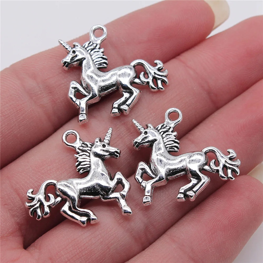 22x23mm 3.1g Antique Silver Zinc Alloy Unicorn Charm Pendant for DIY Necklace Bracelet Jewelry Making