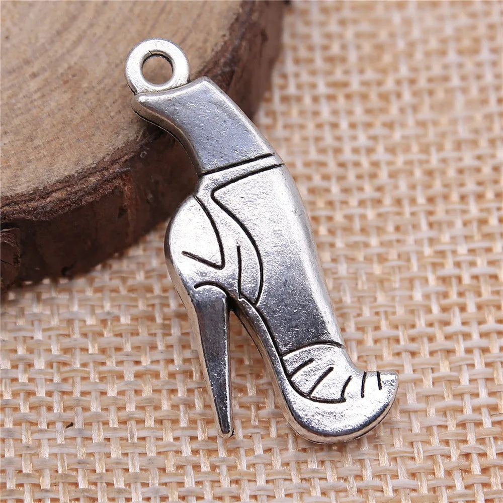 35x14mm 4.7g Antique Silver Zinc Alloy High Heel Boot Charm Pendant for DIY Necklace Jewelry Making
