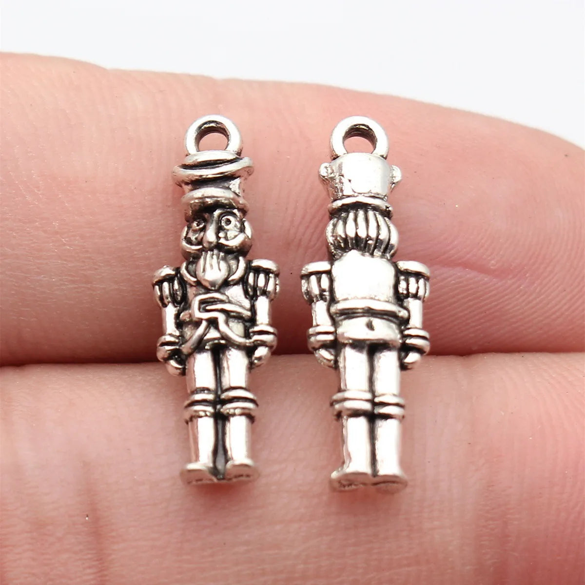 23x7.8mm 1.6g Antique Silver Zinc Alloy Nutcracker Soldier Charm Pendant for DIY Holiday Jewelry