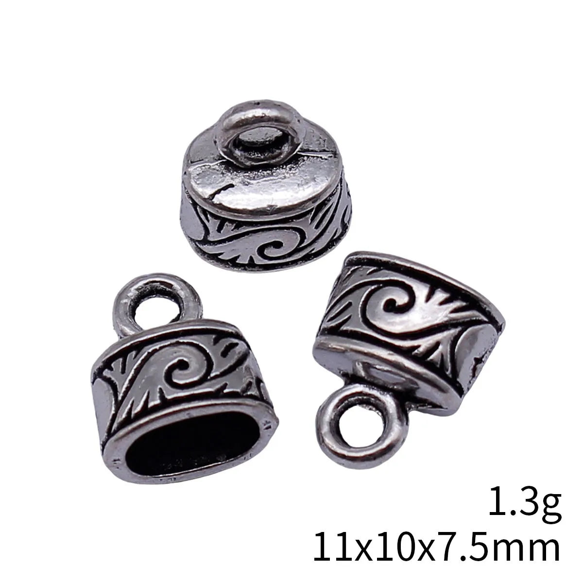 11x10x7.5mm 1.3g Antique Silver Zinc Alloy Carved Floral Tassel Cap Jewelry Findings for DIY Earrings